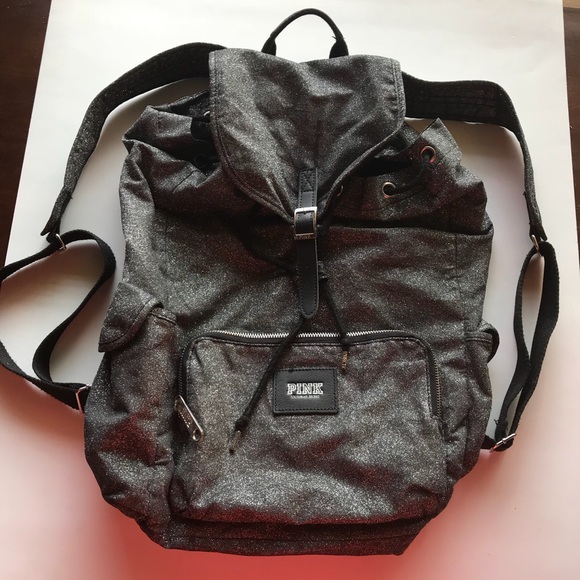 PINK Victoria's Secret Handbags - Victoria Secret PINK silver gray glitter backpack